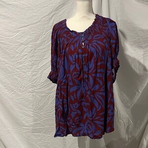 Terra & Sky Purple and Red Floral Blouse